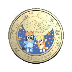 Royal Australian Mint 2025 $1 Coloured UNC Christmas Bluey Dollarbucks